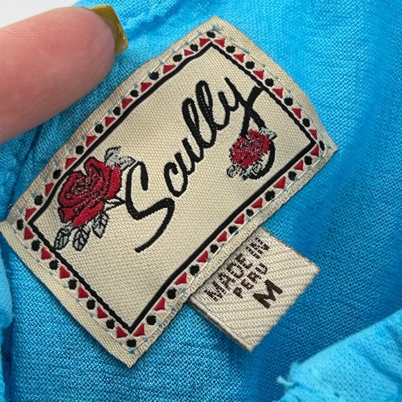 Scully Cantina Peruvia Floral Halter Dress Turquoise Peruvian Cotton M NWT Peru - Picture 8 of 14